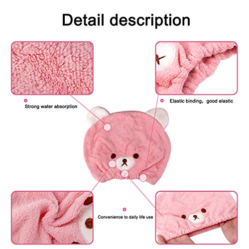 Lamoutor 3Pcs Hair Drying Towel for Kids Girls Soft Absorbent Kids Dry Hair Cap Kids Hair Towel Wrap Head Towel Wraps for Kids