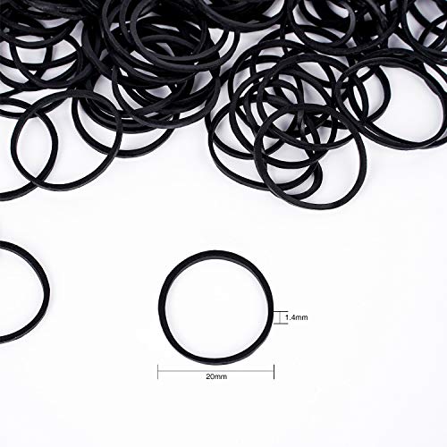 HOYOLS 3/4¡± Inches Black Hair Rubber Bands for Hair Ties Small Mini Elastics Bands Large Braiding Ponytail Holders for Baby Toddler Girls Kids No Damage 600pcs (M) Latex-Free