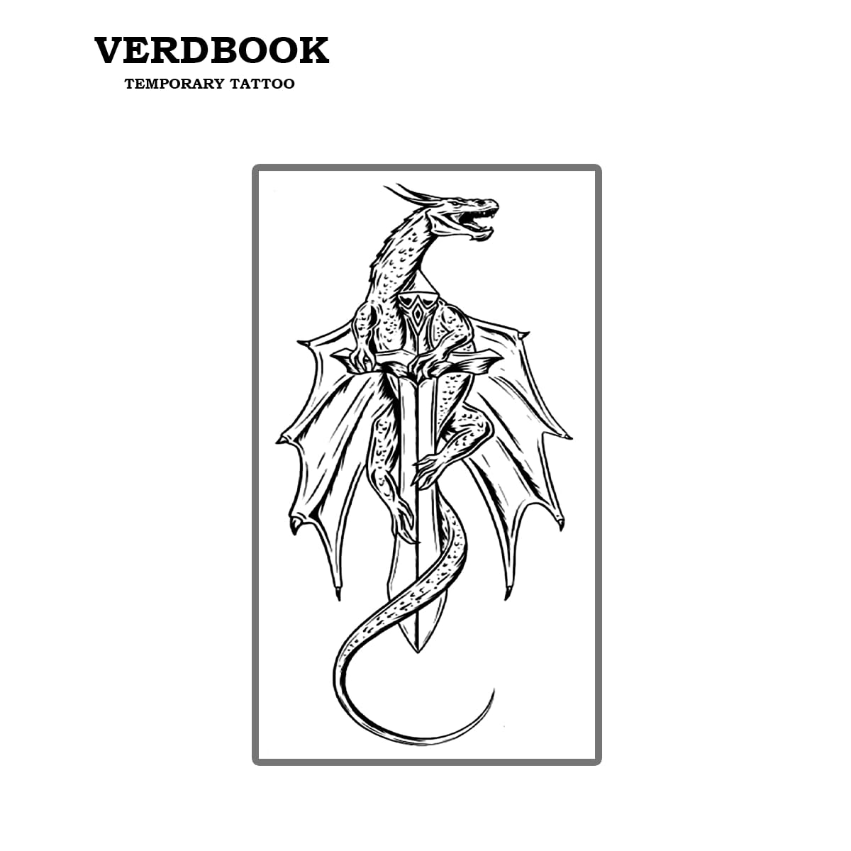 VERDBOOK Semi Permanent Dragon & Sword Pattern Tattoos Women, 2 Sheets