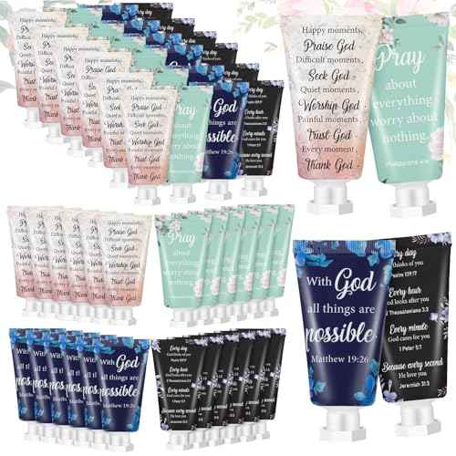 12 Pcs Christian Hand Cream Bulk for Women Breast Cancer Awareness Gifts Christian Gifts in Bulk Bible Mini Travel Size Lotion for Skin Dry Bible Verse Hand Lotion for Mom Grandma Christmas Holiday
