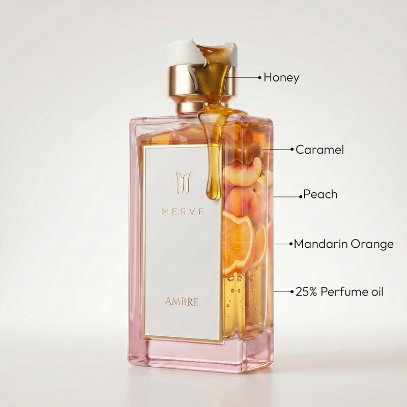 Merve Ambre Perfume For Women 3.4 oz | Long Lasting Fragrance | Jasmine, Honey, Floral, Fruity, Soft Spicy, Amber, Musk | Eau de Parfum