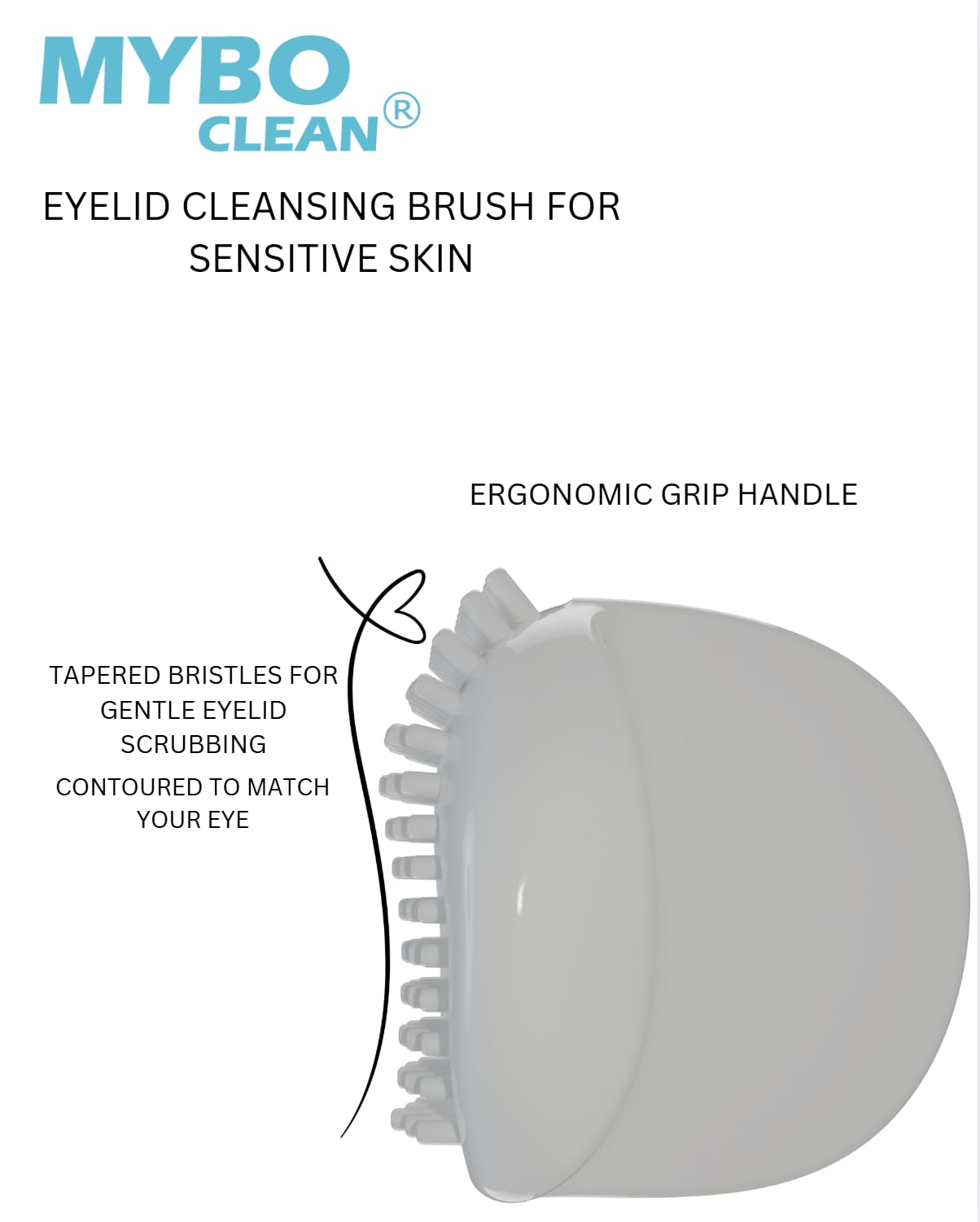 Mybo Clean Eyelid Cleansing Brush for Sensitive Skin (1 Pc) + Hydrating Lids and Lash Cleansing Gel (1Pc) + Travel Bag Ideal for Gentle Cleansing of the Eyelids On the Go