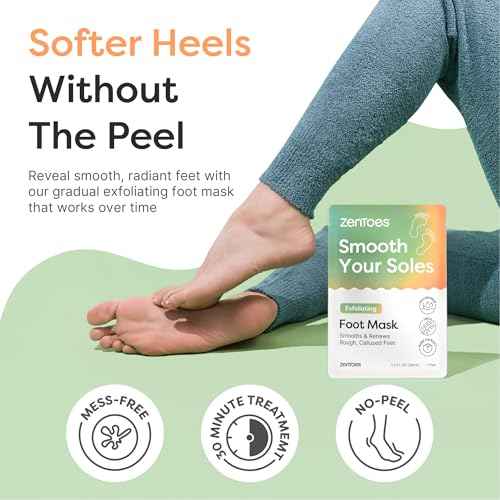 ZenToes Exfoliating Foot Mask for Dry Cracked Feet | Urea, Niacinamide & Rose Extract Infused No Harsh Foot Peeling Mask | Spa Experience At Home | Mess Free Design | Cucumber Rose Scented, 3 Pairs