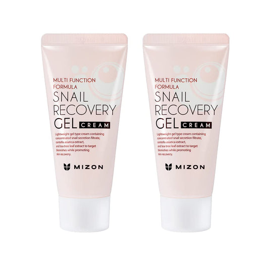 MIZON Set of Two Snail Recovery Gel Cream Snail Mucin with Peptides and Niacinamide for Fine Lines Skin Elasticity Moisture Fragrance-Free Korean Skincare(45ml 1.52 fl.oz -Pack of 2)