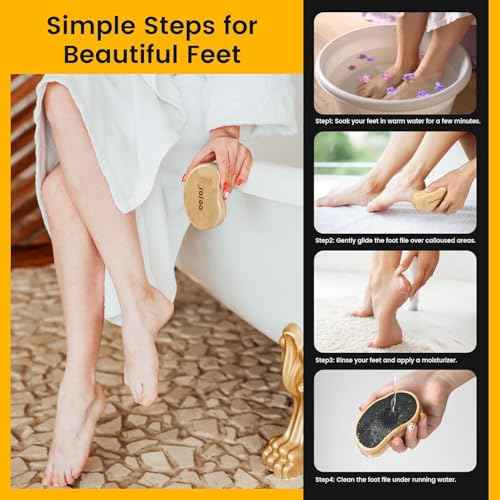 BEZOX Nano-Glass Pumice Stone for Feet Dead Skin, Eco-Friendly Pedicure Foot File Callus Remover - Bamboo Handle