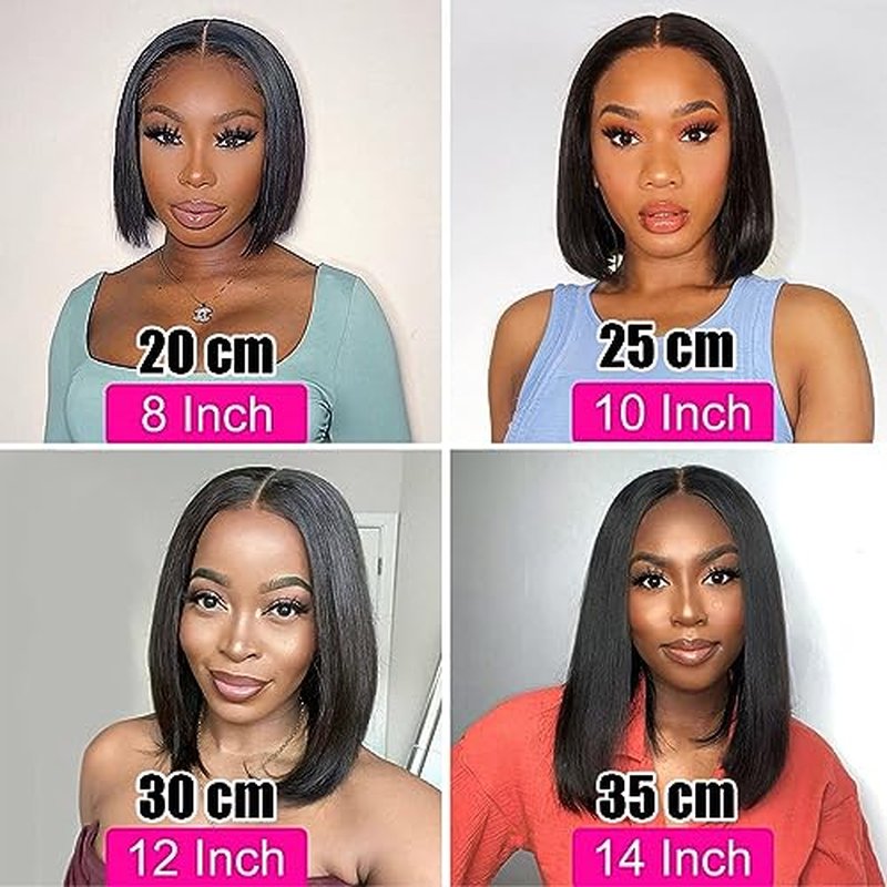 LICHANG 13x4 HD Lace Front Bob Wigs 14 Inch Straight Bob Wig Human Hair