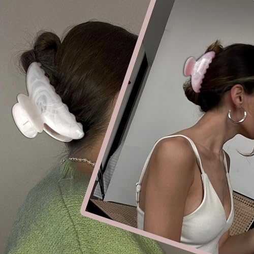 Marble Claw Clips Medium Cellulose Acetate Normal Hair Claw Clips Women Girls Tortoise Thin Fine Hair Clips Resin French Barrettes Curly Straight Hair Basic Acrylic Side Clip Hair Accessories