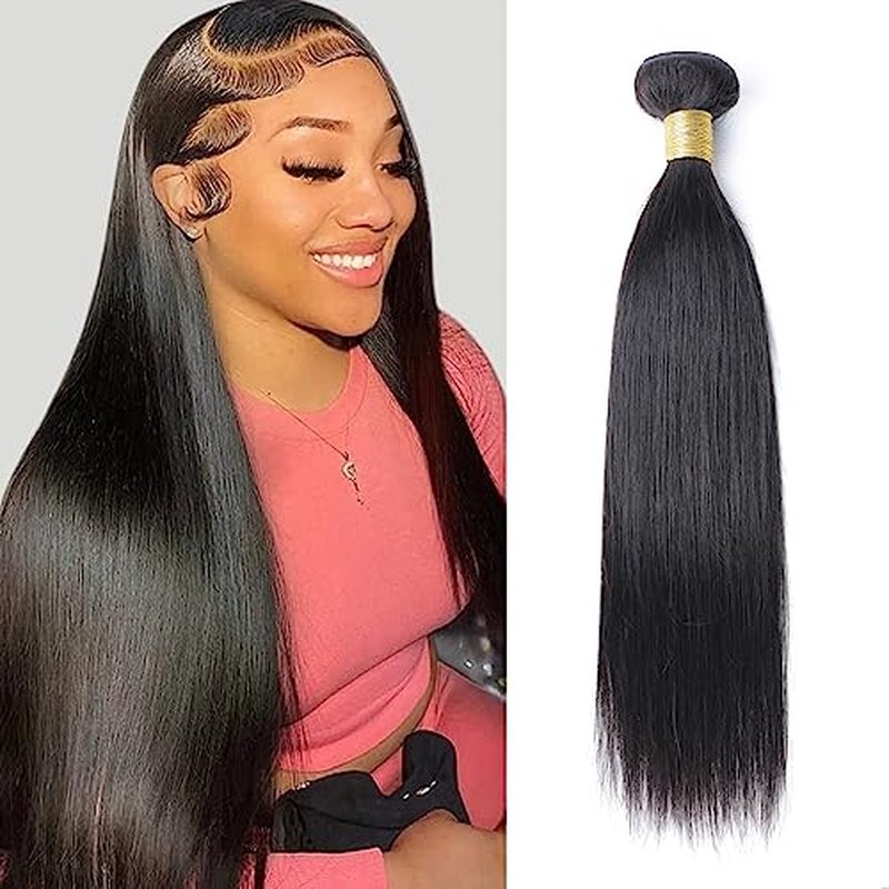 100% Human Hair Bundles Short Straight Virgin Hair 24 Inch Natural Color Unprocessed Brazilian 10A Double Weft Weave Extensions Soft And Healthy For Black Women