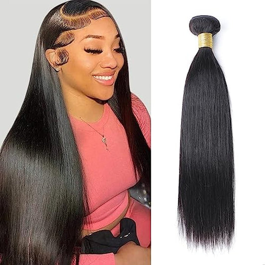 100% Human Hair Bundles Short Straight Virgin Hair 24 Inch Natural Color Unprocessed Brazilian 10A Double Weft Weave Extensions Soft And Healthy For Black Women