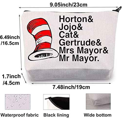 BWWKTOP Musical Cosmetic Makeup Bag Musical Theatre Gifts Horton& Jojo& Cat& Gertrude Zipper Pouch Bag For Cat Fans (Horton& Jojo)