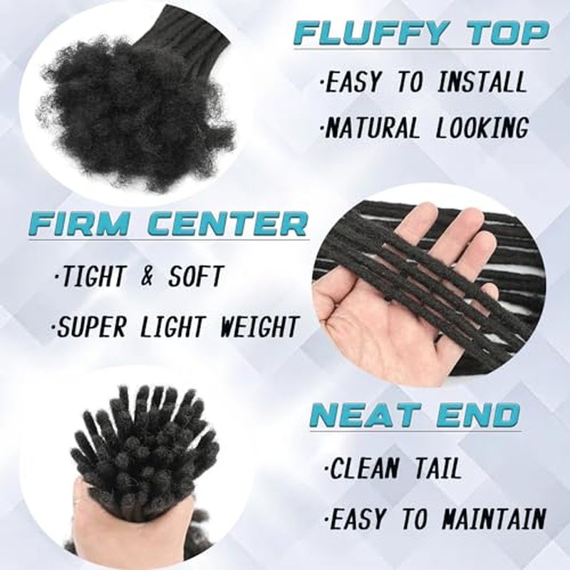 Human Hair Loc Extension 0.4cm 8Inch 30 Strands 100% Real Human Hair Dreadlock Extensions for Man/Women Handmade Lock Extensions Human hair