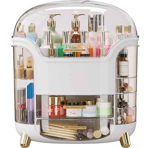 Large Capacity Makeup Organizer Countertop Vanity Organizer for Waterproof and Dustproof Skincare, Multi-Style, Clear