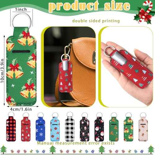 Ctosree 40 Pcs Christmas Theme Lipstick Holder with Portable Clip on Lip Gloss Sleeve Pouch Lipstick Holder Pocket Lip Balm Holder for Xmas Employee Gifts Coworker Nurse Teachers(Classic Pattern)