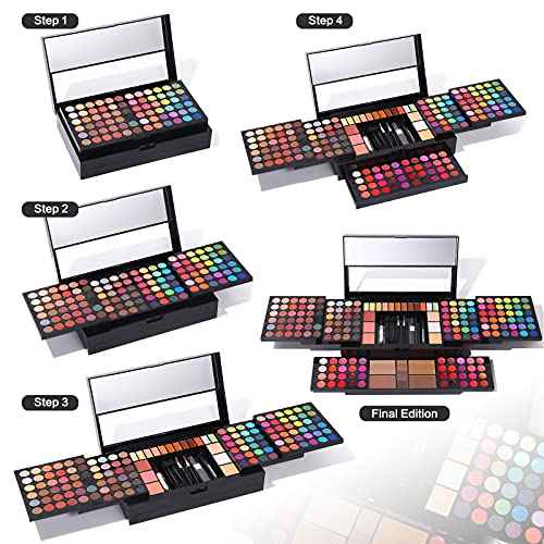 Professional All in One Makeup Kit for Women Full Kit,186 Colors Make Up Palette Christmas Gift Set, Including Eyeshadow,Lip Gloss,Concealer,Highlighter,Contour,Brow Powder,Mascara,Blush & Brush