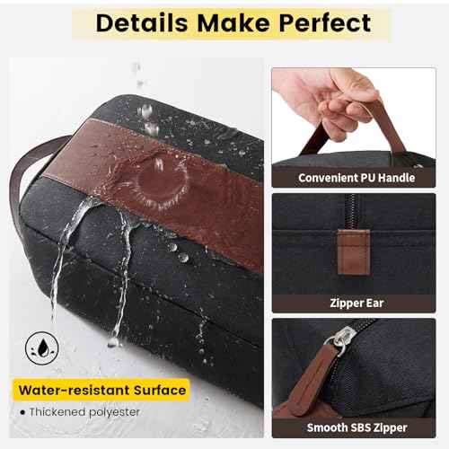 Vorspack Travel Toiletry Bag - Large Toiletry Bag for Men, Water Resistant Skincare Bag, Travel Bag for Toiletries - Black