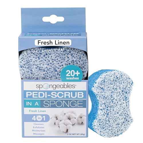 Spongables Pedi Scrub Foot Exfoliating 20+ Wash Sponge, Fresh Linen, 1 Count