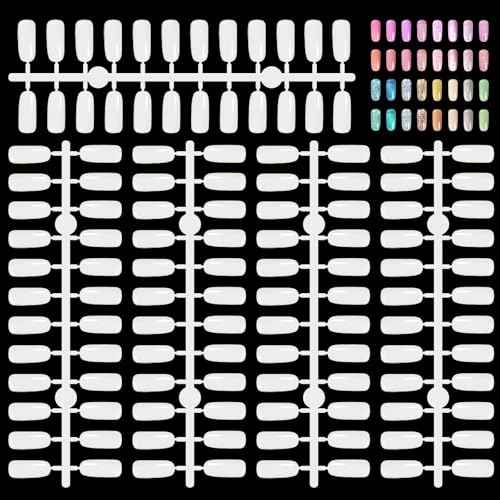 Segbeauty 720pcs Fake Nails Display Tips, Natural Artificial Glossy Flat-Bottom Fingernail Tips, Professional Manicure Salon Practice Tool for False Nail Art Book Polish Gel Color DIY Art Decoration