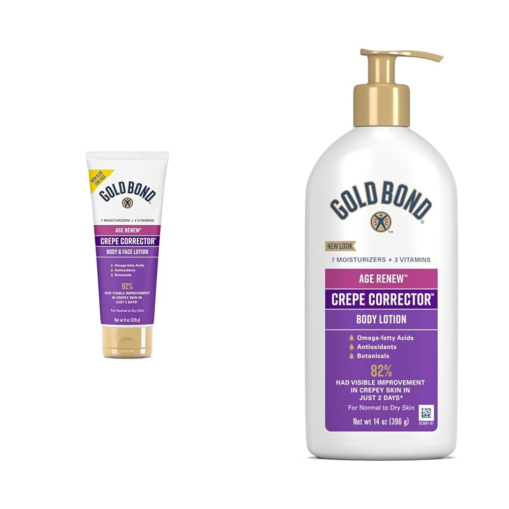 Gold Bond Age Renew Crepe Corrector Body Lotion, Replenishing & Smoothing Formula, 8 oz. & Age Renew Crepe Corrector Body Lotion, Replenishing & Smoothing Formula, 14 oz.