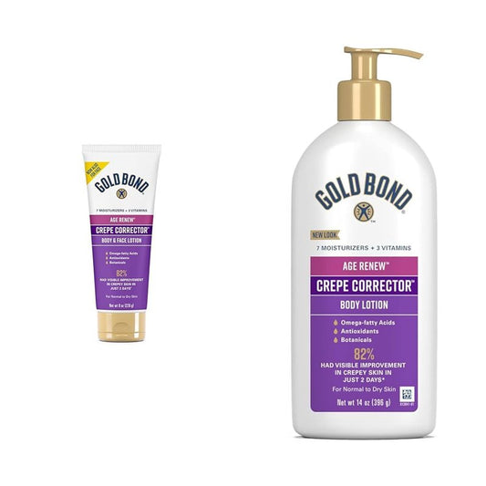 Gold Bond Age Renew Crepe Corrector Body Lotion, Replenishing & Smoothing Formula, 8 oz. & Age Renew Crepe Corrector Body Lotion, Replenishing & Smoothing Formula, 14 oz.