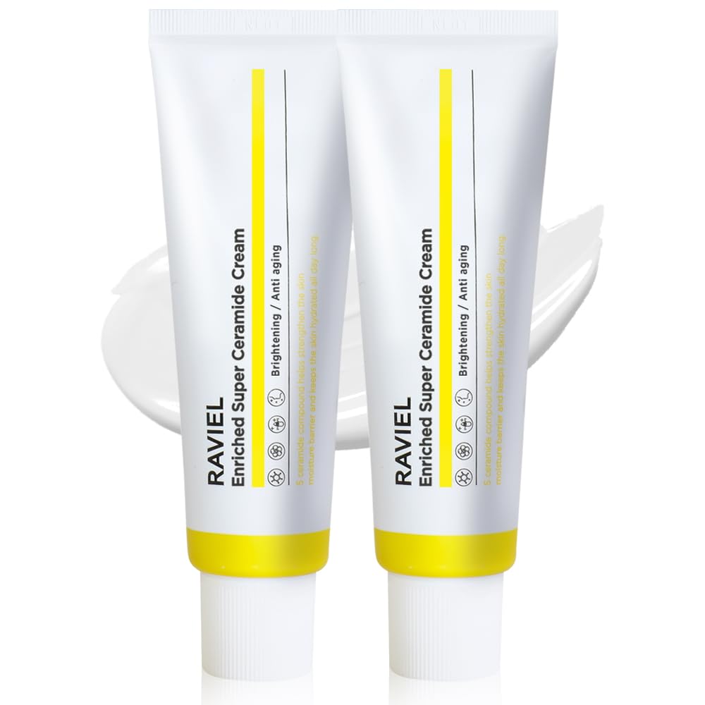 RAVIEL Enriched Super Ceramide Cream | Skin Barrier moisturizer | Hydrating Nourishing with Hyaluronic Acid, Niacinamide for Sensitive skin | Korean skin care (1.69Fl. Oz, Pack of 2)