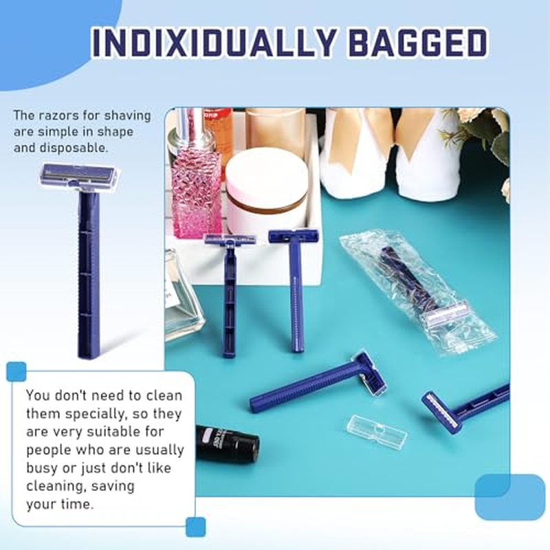 Chumia Twin Blade Razors for Men Stainless Steel Disposable Razors Men Bulk Plastic Shavers Multipurpose Portable Manual Disposable Shavers for Bathing Hotel Travel(400 Pieces)