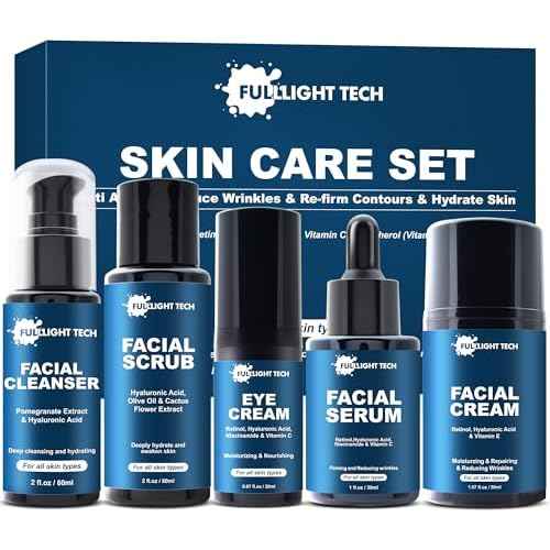 Skin Care for Men,Mens Anti-aging Skin Care Kit for Tigten,Firm & Hydrate Skin Facial Care Kit W/Retinol,Hyaluronic Acid,Men Christmas Brithday Fathers Valentines Gifts for Him Boyfriend Dad Husband