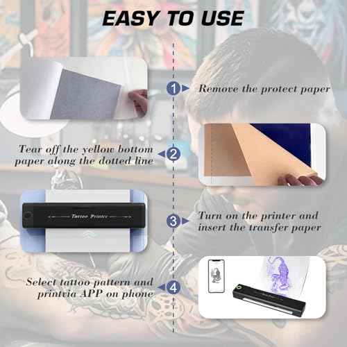 Wireless Tattoo Stencil Printer - Bluetooth Thermal Transfer Machine for Professional Artists & Beginners, High-Precision Printing, Fast Transfer, Compatible with iPhone, Android, iPad, PC