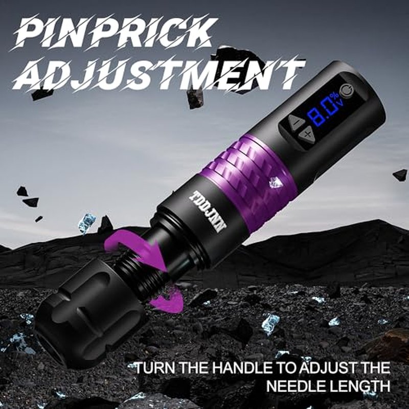 Professional Tattoo Gun Set Wireless Tattoo Machine Pen Set 1500mAh Battery Disposable Tattoo Needles 10 Purple Suitable for Beginners and Artists Portable LED Digital Display (BLACK)