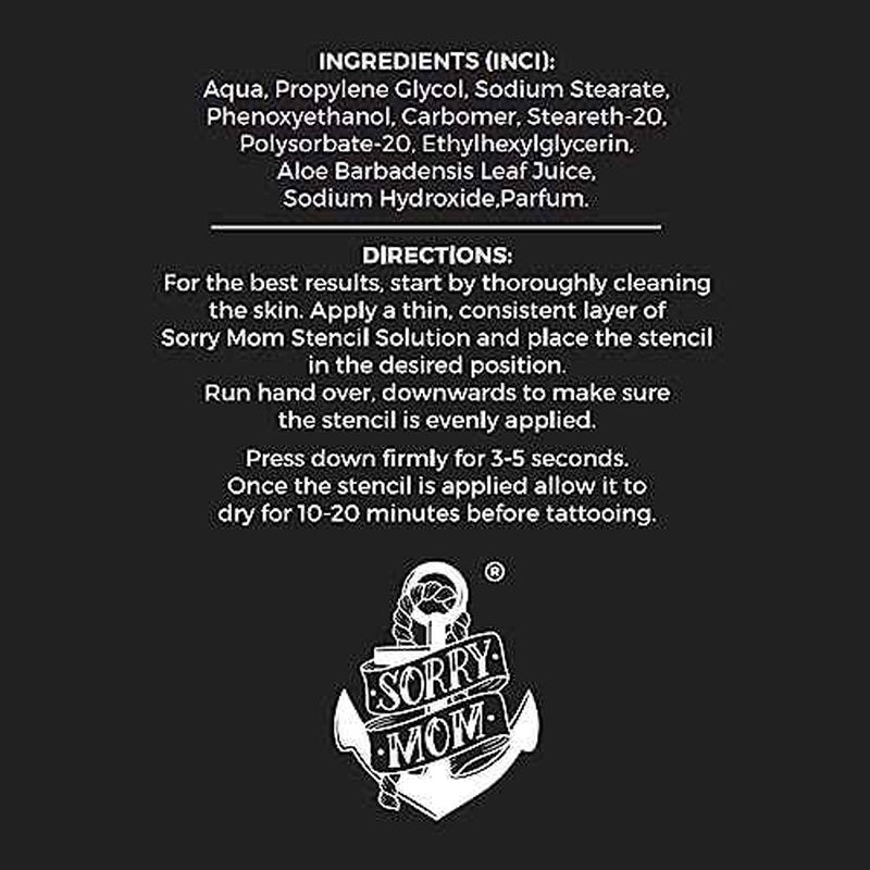 Sorry Mom Tattoo Stencil Gel Solution - Tattoo Transfer Gel for Tattooing - Long Lasting, Clear & Dark Stencils - The Original HOLD FAST - Developed in the USA by Professional Artists (3.4 oz)
