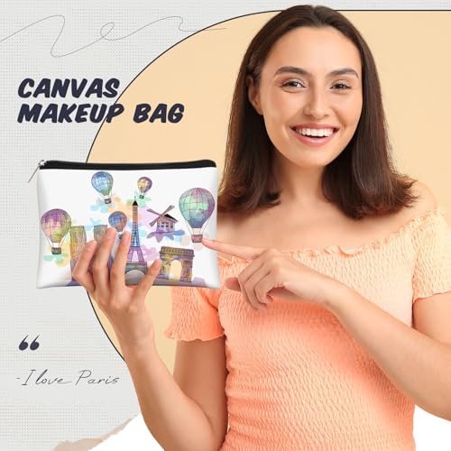 Reginary 6 Pcs City Cosmetic Bag Souvenir Gifts New York Zipper Pouch Chicago Souvenir Seattle Boston Nashville London Paris Italy Alaska Gifts Memento for Women Traveler(Paris)