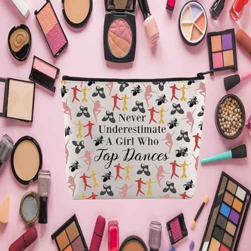 JYTAPP Tap Dance Lover Cosmetic Bag Never Underestimate A Girl Who Tap Dances Tap Dancer Gifts Tap Dance Dancing Gift