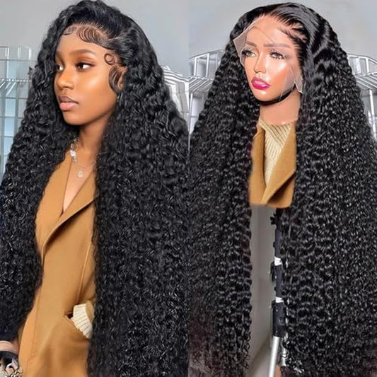 Deep Wave Lace Front Wigs Human Hair Wig for Woman 13x4 Hd Deep Curly Lace Front Wig Human Hair Pre Plucked With Deep Wave Lace Frontal Wigs (12 Inch)