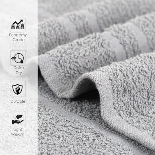 Hand Towels (Pack of 24) Grey Economy Salon Towels - 100% Cotton Spa Towel ? 16 x 27 Inches Highly Absorbable, Facial, Gym, Hair Towels Face Towels Bulk
