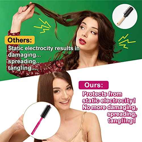 Anti Static Hairbrush [ Made in Japan ] Hair Brush for Styling, Detangling, and Blow-Drying [ Anti Static Hair Products ] (Round Brush)