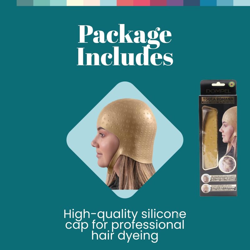 DOMPEL Silicone Highlight Hair Cap | Reusable Professional Silicone Cap | Special for Hair Dyeing Model Romana (GOLD)