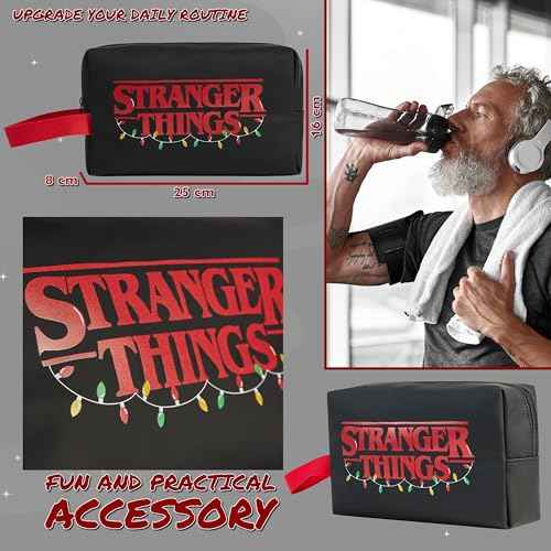 Stranger Things Wash Bag for Women Men Teenagers Makeup Bag Travel Toiletry Bag Gym Holiday Grooming - Gifts for Her (Black/Red)