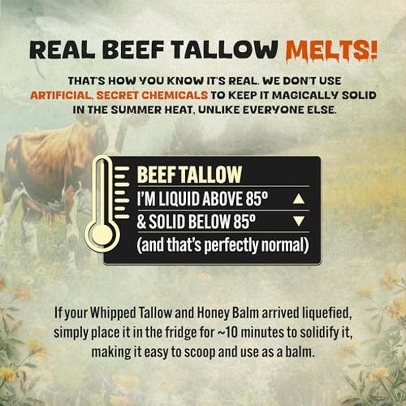 Whipped Beef Tallow and Honey Balm - Moisturizer for Skin, Face, Lips, Body - Natural, Unscented, Non-Toxic Skincare with Manuka Honey - Citrus scented