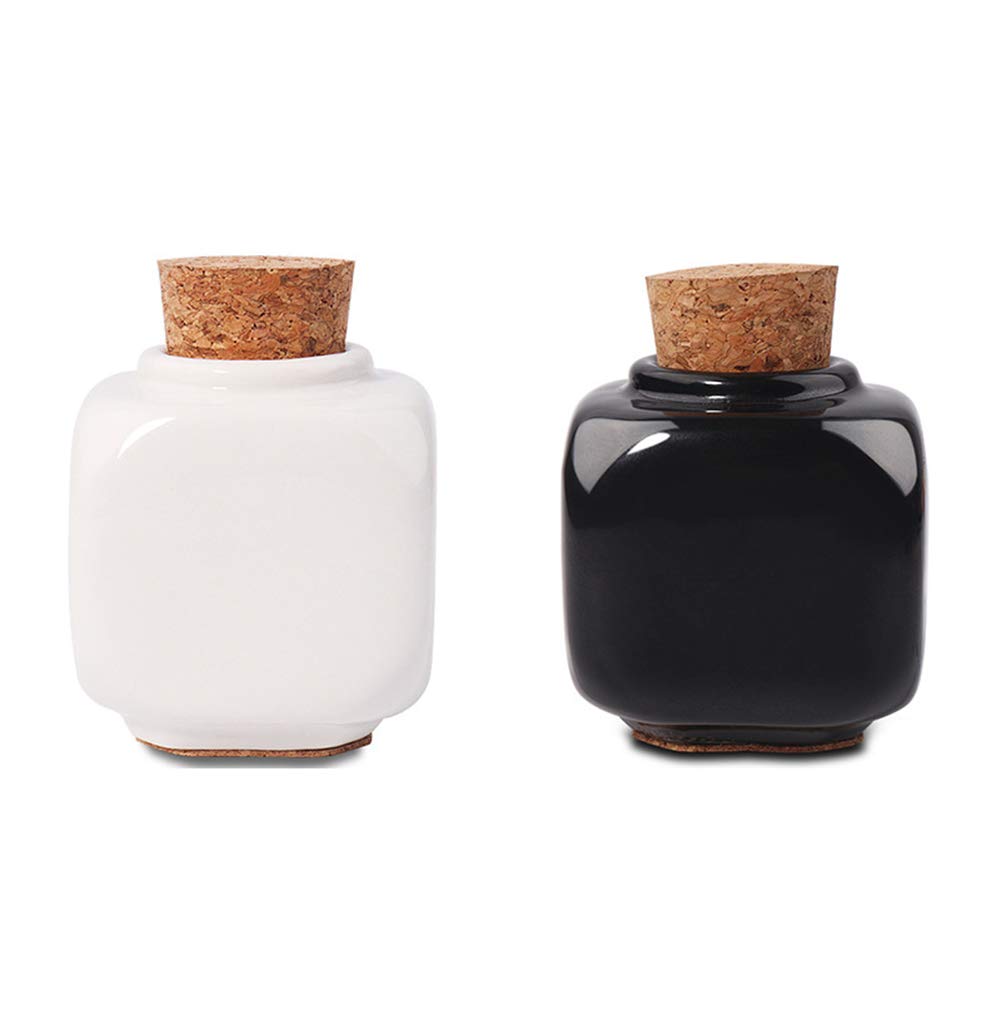 Porcelain Material Nail Art Acrylic Glass Dappen Dish Powder Liquid Bowl Holder Container With Soft Wooden Lid Nail Art Accessories (black&white)