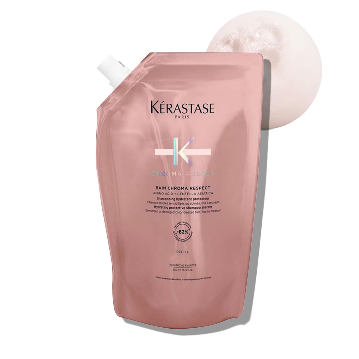 Kerastase Chroma Absolue Chroma Respect Shampoo Refill Pouch For Sensitized or Damaged Color-Treated Hair - Protects and Hydrates Fine To Medium Hair with Glycerin and Hyaluronic Acid