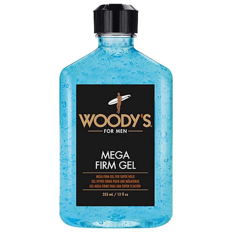Woody's Mega Firm Hair Gel for Men, Strong Hold, Alcohol-Free, No Flakes, Men's Hair Gel for Strong Hold Styling, Mens Styling Gel - 12 fl oz