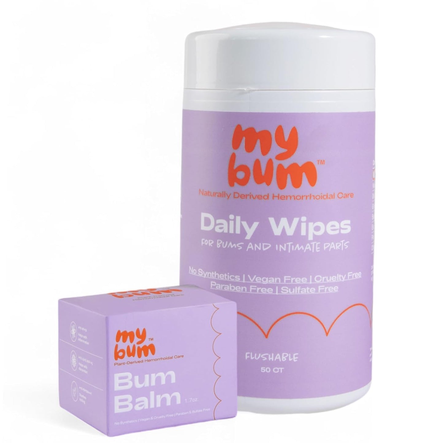 Witch Hazel Wipes and Bum Balm for Hemorrhoids Bundle, Complete Soothing Relief Kit, Gentle Daily Cleansing and Moisturizing for Sensitive Skin