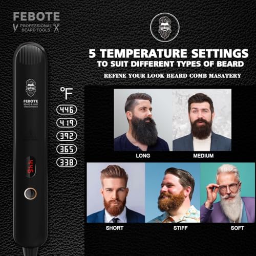Beard Straightener Kit w/Beard Straightener, Beard Balm, Beard Growth Oil, Beard Styling Comb & Scissors, Upgraded 5-in-1 Beard Straightening, Unique Stocking Stuffer Gifts for Friend, Father & Him