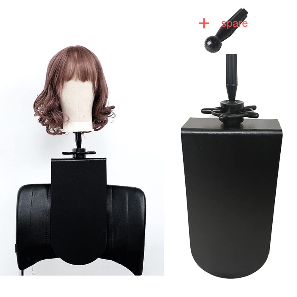 hairyhme Chair Mannequin Head Clamp Stand with Clip for Wigs and Trainning Head Sturdy and Durable Adjustable Wig Head Stand Holder for Cosmetology Hairdressing Seat Back Clamp