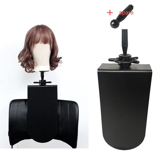 hairyhme Chair Mannequin Head Clamp Stand with Clip for Wigs and Trainning Head Sturdy and Durable Adjustable Wig Head Stand Holder for Cosmetology Hairdressing Seat Back Clamp