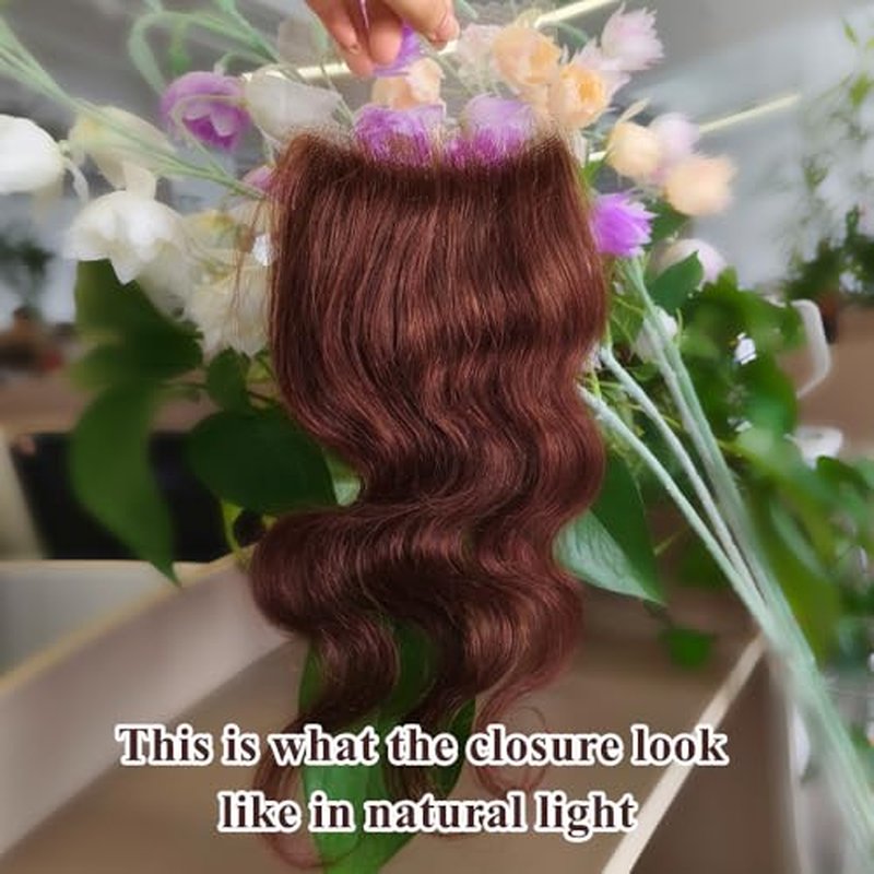 Brown color Body Wave Closure 4x4 Free Part Closure Brazilian Human Hair Closure Body Wave Lace Closure Virgin Human Hair HD Lace Chocolate Brown (18 Inch)