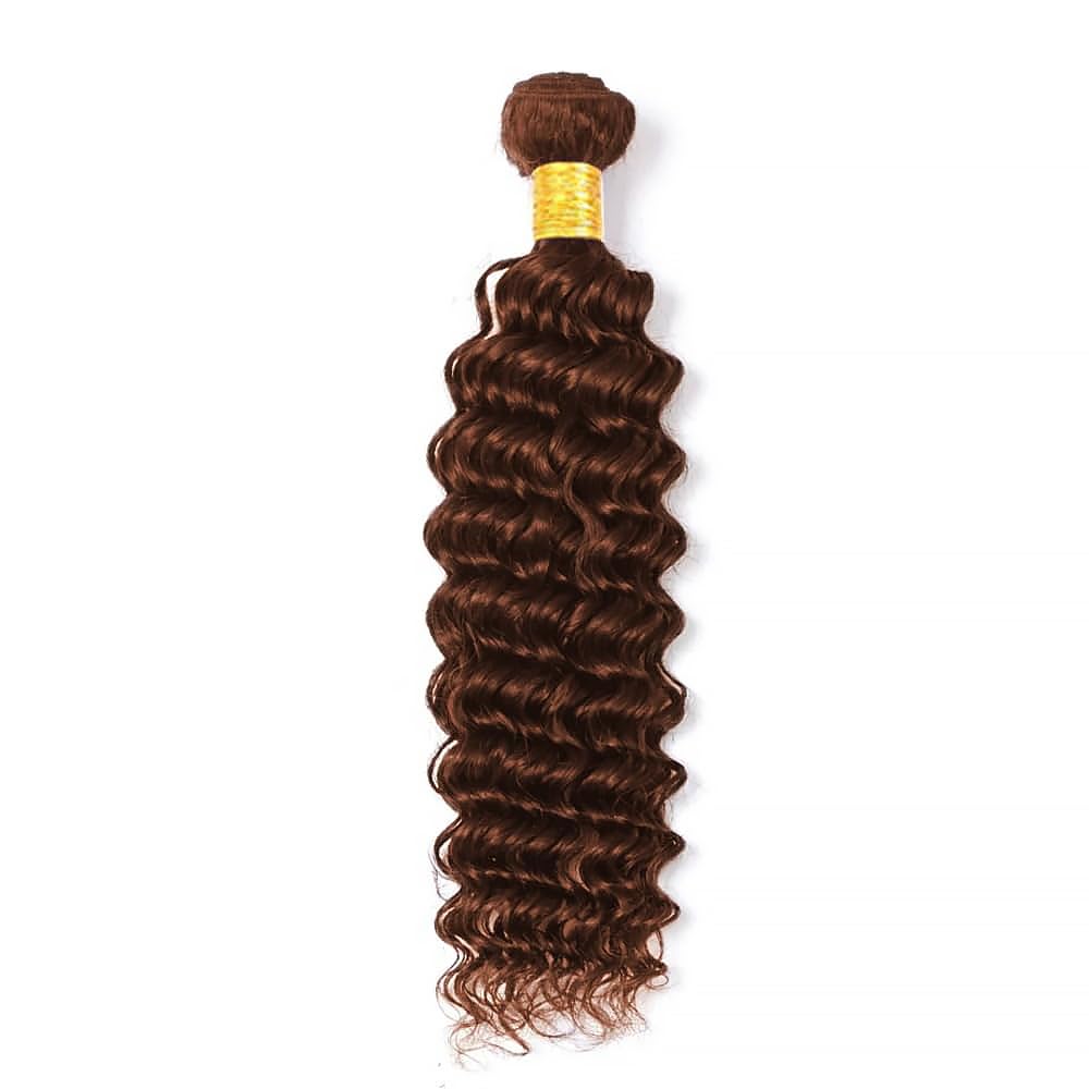 Human Hair Bundles Deep Wave 24 Inch Single Bundle #4 Chocolate Brown Human Hair Unprocessed Native Virgin Hair 100g Total 1 Extension Wet and Wavy Human Hair Extensions for Black Women