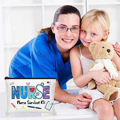 Photect 6 Pieces Nurse Makeup Bags Nurse Canvas Cosmetic Bag Survival Kit Travel Pouch Bag Gift for Women Girls Nurses School Practitioner Supplies(Beige)