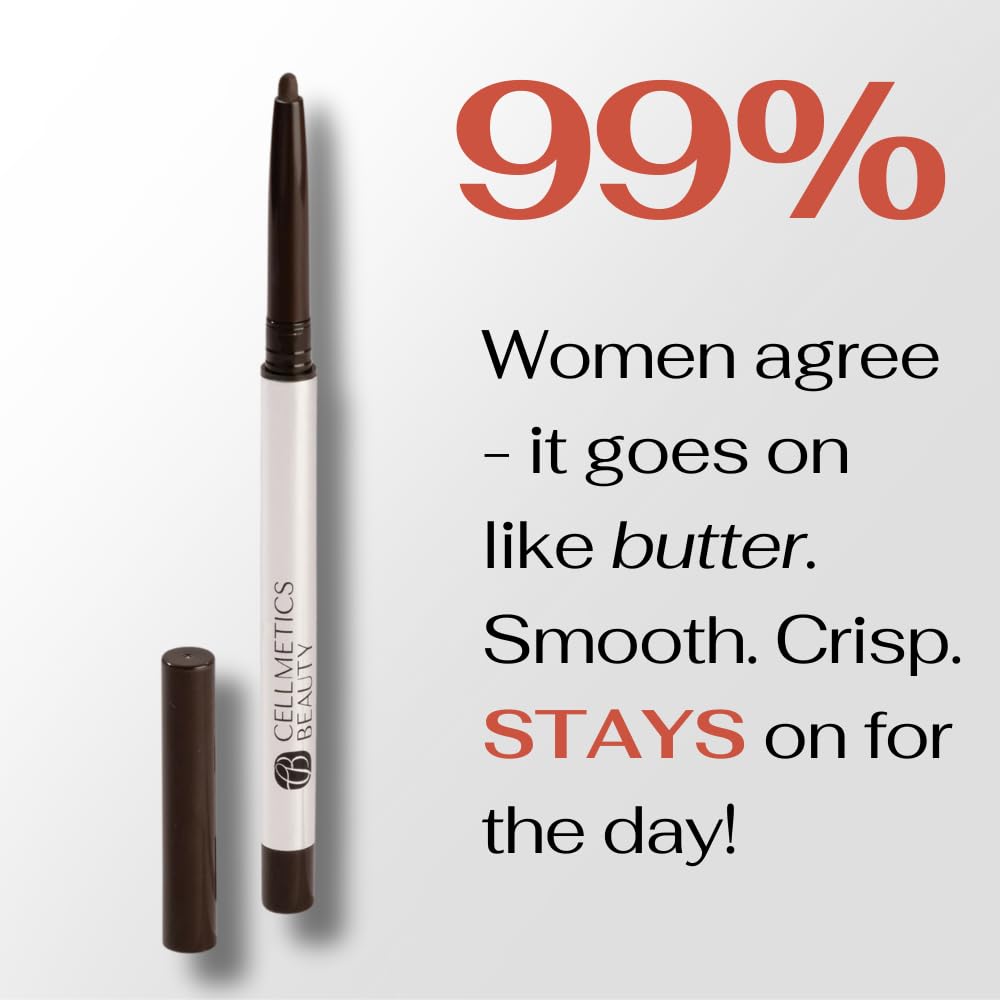 CELLMETICS Long-Wear Cream Eyeliner for Mature Women (Cold Brown (2)) - Water-Resistant, Long-Stay and Mess-Proof Eye Liner - Smudge Proof & Retractable Eyeliner Pencil for Older Women