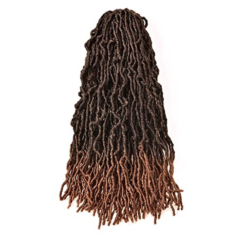 Toyotress Faux Locs Crochet Hair - 20 Inch 6 Packs Soft Natural Ombre Brown Long Pre-looped Faux Locs Crochet Braids, Curly Wavy Synthetic Braiding Hair Extensions (20 Inch, T30-6P)