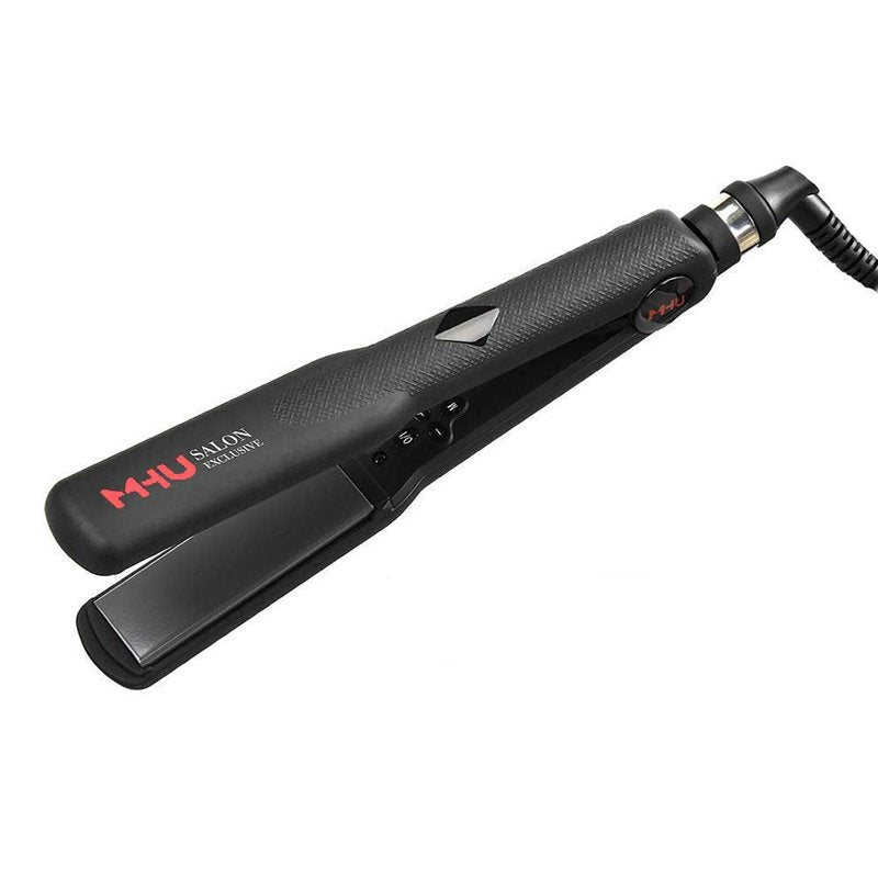 Professional Dual Voltage Hair Straightener - 1.25” Keratin Ceramic Flat Iron with Fast Heat Up & Auto Shut Off | Black